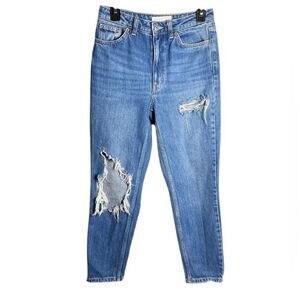 Topshop Mom Jeans high waist distressed destroyed Size 27